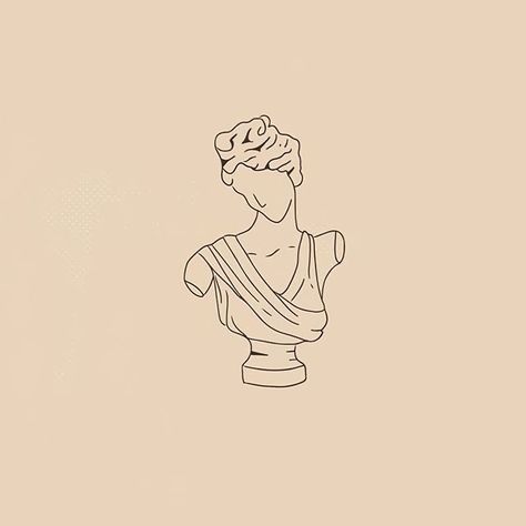 Greek Goodness Tattoo, Statue Tattoo Minimal, Aphrodite Tattoo Line Art, Greek Goddess Tattoo Simple, Athena Bust Tattoo, Greek Bust Tattoo Minimalist, Greek Mythology Tattoos Aphrodite, Small Mythology Tattoo, Aphrodite Bust Tattoo