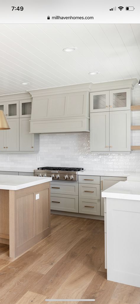 Light Wash Kitchen Cabinets, Light Color Cabinets, White Cabinetry Kitchen, Light Two Tone Kitchen Cabinets, Off White Kitchen Cabinets Modern, Kitchen With Light Cabinets, Kitchen Cabinets With Light Wood Floors, Shiloh Kitchen Cabinets, Transitional Kitchen Remodel