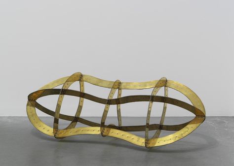 Richard Deacon [UK] (b 1949) ~ "Art For Other People No. 14", 1984. Brass, foam, chrome rivets and steel washers (58 x 73 x 170 cm). | #art #sculpture Richard Deacon, Sculpture Ideas, Action Painting, 3d Artwork, Tate Modern, Contemporary Modern Art, Sculpture Installation, Land Art, Abstract Sculpture