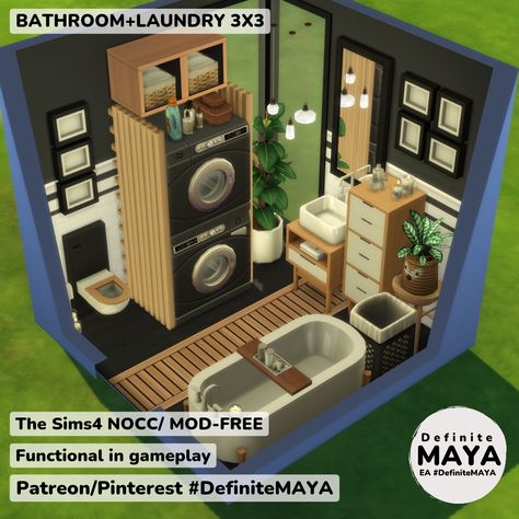 Sims 4 Room Ideas Bathroom, Sims Bathroom Ideas No Cc, Sims 4 Bathroom Build, Sims Base Game Bathroom, Sims 4 Basegame Bathroom, Wc Ideas, Sims Freeplay Houses, Sims 4 House Plans, Sims 4 House Building