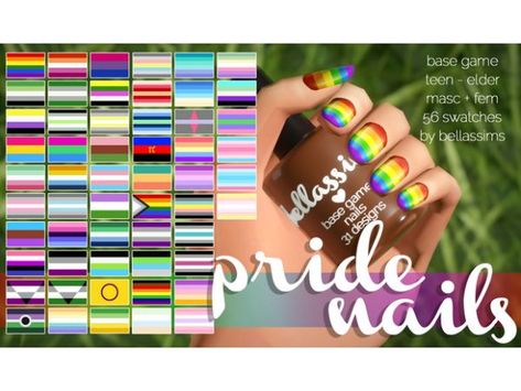 🏳️‍🌈lgbt nails🏳️‍🌈 Sims 4 Nails, Pride Nails, Rainbow Accessories, Sims 4 Clutter, Tumblr Sims 4, Patreon Logo, Fingernail Polish, The Sims 4 Download, Sims 4 Cc Packs