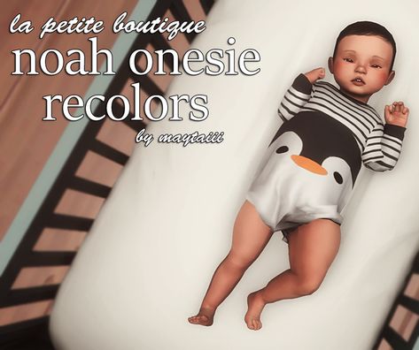 la petite boutique noah onesie recolors | Maytaiii on Patreon Sims 4 Infants, Infant Cc, Sims 4 Infant, Sims Baby, Sims 4 Cc Kids Clothing, The Sims 4 Pc, The Sims 4 Packs, Sims 4 Children, Free Sims 4