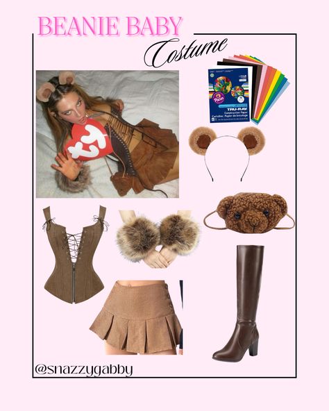 The hottest beanie baby Halloween costume recreation for this fall!

#halloween #spooky #fall #costumes #halloweencostumes #diycostume #amazon #amazonfinds #dressup #bear Bear Costume Womens Diy, Brown Boot Halloween Costume, Beanie Bear Costume, Halloween Costumes From Shein, Ty Baby Halloween Costumes, Beanie Baby Costume College, Build A Bear Halloween Costume, Beanie Baby Halloween Costume Women, 3 Bears Costume Diy