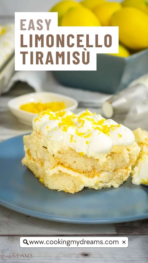 Easy Limoncello Tiramisù (without eggs) Tiramisu Without Eggs, Limoncello Tiramisu, Lemon Tiramisu, Desserts Oreo, Desserts Gluten Free, Gluten Free Dessert, Italian Dessert, Dessert Cake Recipes, Charcuterie Recipes