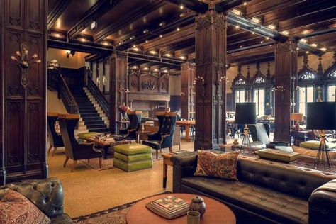 Gothic Hotel, Chicago Athletic Association Hotel, Chicago Athletic Association, Roman And Williams, Stunning Hotels, Chicago Hotels, Vintage Hotels, Castle Hotel, Chicago Architecture