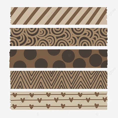 Washi Tape Patterns Free Printable, Washi Tape Designs Journals, Brown Tape Sticker, Washi Tapes Design, Brown Journal Design, Journal Tape Sticker, Brown Washi Tape Printable, Journaling Stickers Free Printable, Digital Washi Tape Free