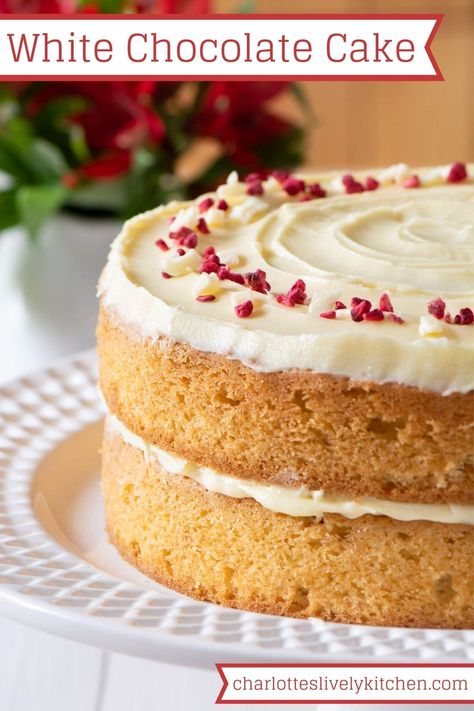 White Chocolate Cake Recipe, Lively Kitchen, Cake Recipes Uk, Chocolate Cream Cake, White Cake Recipes, Best White Chocolate, Nurse Cake, Seasonal Baking, Inside Cake