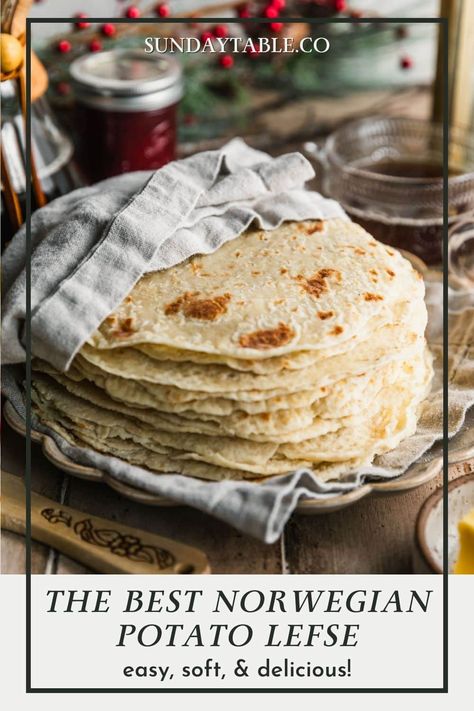 Norwegian Potato Lefse Lefsa Recipe Instant Potatoes, Lefse Recipe Minnesota, Norwegian Side Dishes, Lefse Recipe Instant Potatoes, Lefse Recipe Norway, Lefsa Recipes, Easy Lefse Recipe, Norwegian Lefse, Norwegian Food Recipes