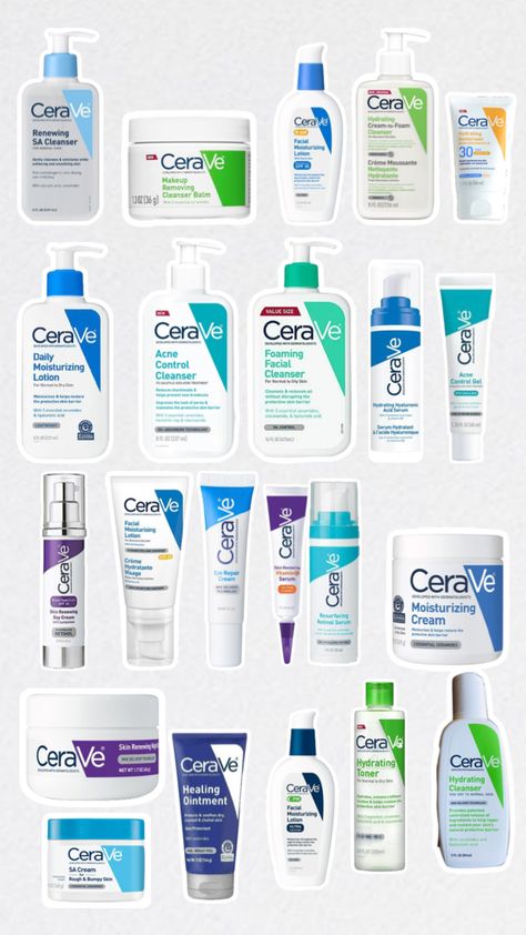 Cerave Cerave Skincare Collection, All Cerave Products, Creavea Skin Care, Cerave Skin Care Routine, Cerave Aestethic, Skin Care Routine Cerave, Cerave Skincare Routine, Regular Skin Care Routine, Cerave Skincare