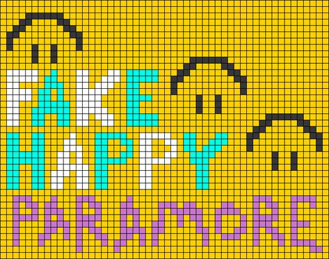 Alpha pattern #31376 | BraceletBook Paramore Alpha Pattern, Paramore Crochet, Character Charts, Fake Happy, Crochet Shirt Pattern, Happy Song, Tapestry Crochet Patterns, Crochet Inspo, Crochet Shirt