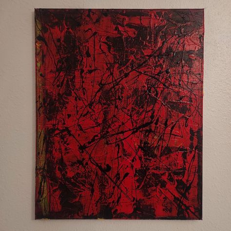 Red And Black Paintings, Black And Red Painting, Red Paintings Canvas, Dark Canvas Art, Red Art Painting, Abstract Art Paintings Acrylics, Diy Abstract Canvas Art, Pen Art Drawings, Red Painting