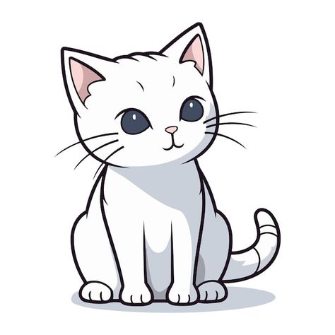 Vetor gato branco de desenho animado bon... | Premium Vector #Freepik #vector #negocio #assinar #fundo #linha White Cat Cartoon, Paw Print Clip Art, Cat Paw Print, Cat Vector, Cat Cartoon, Cute Food Drawings, Cat Clipart, Cat Icon, Cat Silhouette