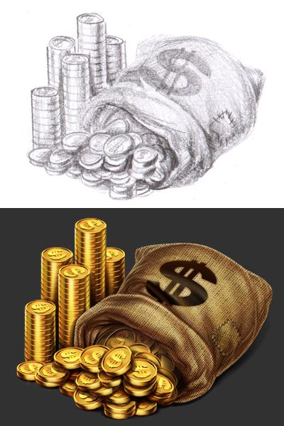 Money Drawing Sketches, Display Names, Money Bag Tattoo, Dagobert Duck, Bag Of Gold, Money Drawing, Trendy Games, Money Tattoo, Design Games