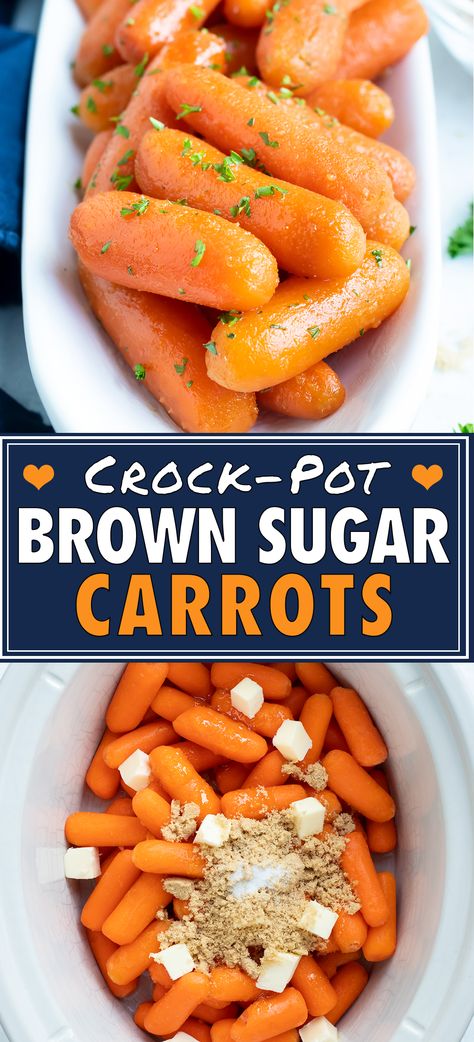 Crockpot Glazed Carrots, Crockpot Carrots, Brown Sugar Carrots, Sugar Carrots, Glazed Carrots Recipe, Honey Glazed Carrots, Easter Side Dishes, Easter Dishes, Easter Dinner Recipes