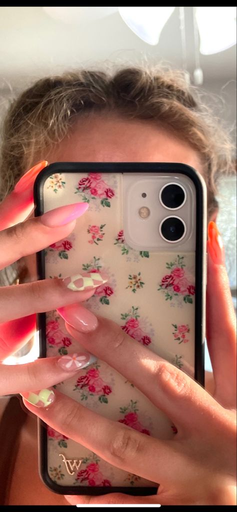 Iphone 12 Wildflower Cases, Wallflower Phone Cases, Wildflower Cases Aesthetic, Nails Wildflower, Wf Cases, Mismatched Nails, Spring Reset, Apple School, Gel X Nails