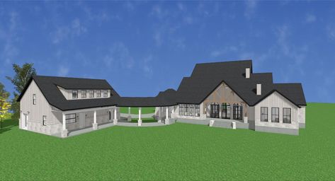 Breezeway Garage To House, 2 House Connected Design, Detached Garage With Breezeway To House Plans, Guest House Attached By Breezeway, House Breezeway To Garage, Garage In Middle Of House, House Plan With Detached In Law Suite, House With Attached Guest House Plans, Ranch House Breezeway To Garage