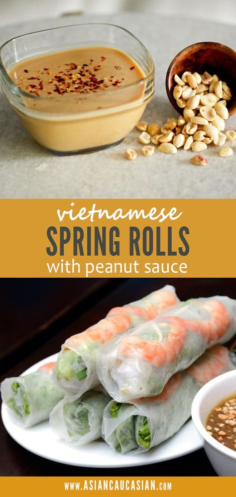 Side Appetizers, Spring Rolls With Shrimp, Spring Roll Peanut Sauce, Recipes Vietnamese, Healthy Spring Rolls, Spring Roll Sauce, Peanut Dipping Sauce, Easy Dinners For Two, Shrimp Rice