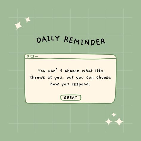 Daily reminder hou cant choose what life throws at you but you can choose how you respond. Bored Quotes, Cheer Up Quotes, Vintage Quotes, Self Inspirational Quotes, Besties Quotes, Self Healing Quotes, Note To Self Quotes, Positive Quotes For Life, Motivational Quotes For Success