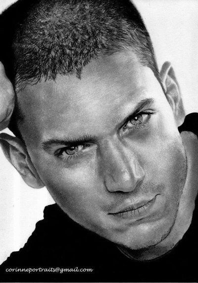 Wentworth Miller Prison Break, Captain Cold, Michael Scofield, Dominic Purcell, Chalk Pencil, Wentworth Miller, Celebrity Drawings, Cartoon Sketches, Prison Break