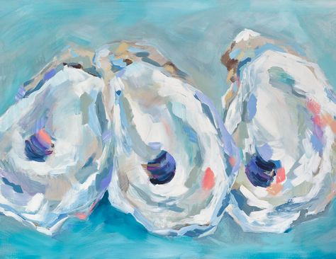 Watercolor Shells, Calming Decor, Mini Masterpieces, Oyster Art, Coastal Condo, Diy Paintings, Photo Walls, Southern Art, Art Sea