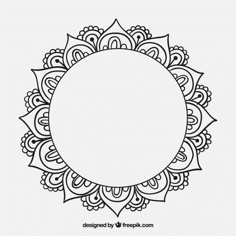 Hand drawn decorative mandala | Free Vector #Freepik #freevector #background #flower #abstract-background #floral Mandala Simple, Boarders Designs For Projects, Mural Art Design, Print Design Template, Easy Mandala Drawing, Mandala Wallpaper, Circle Logo Design, Background Flower, Mandala Background