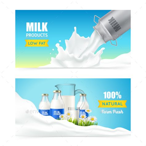 Low-Fatty Milk Banners Farm Math, Orange Yogurt, Dairy Packaging, Shop Banner Design, Yogurt Packaging, Baby Shower Themes Neutral, Cow Logo, Healthy Milk, Farm Fresh Milk