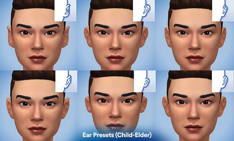 Ear Presets & Ear Up/Down Slider (Updated June 2022) | Luumia on Patreon Ears Preset Sims 4, Sims 4 Ear Slider, Sims 4 Ears Presets, Ear Presets Sims 4 Cc, Sims 4 Ear Presets, Sims 4 Face Sliders, Sims 4 Head Presets, Sims Overlay, Face Asymmetry