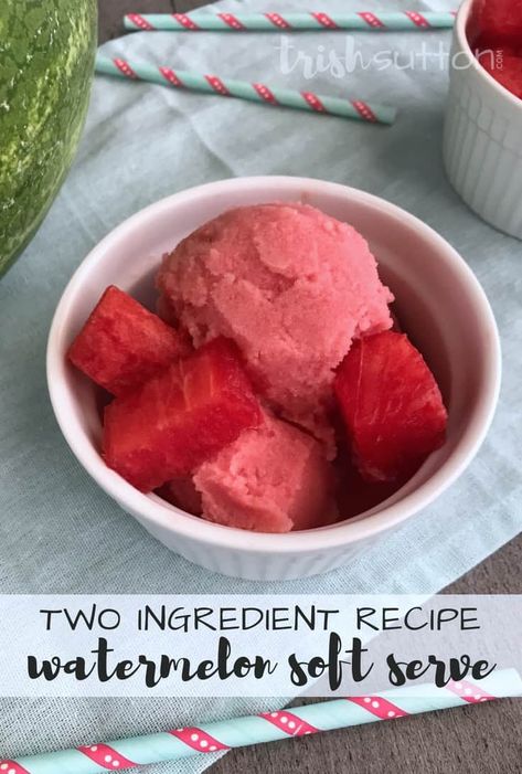 Watermelon Soft Serve Frozen Yogurt | Creamy Two Ingredient Recipe | Easy Dessert Idea for Summer #watermelon #frozenyogurt Soft Serve Recipe, Easy Dessert Idea, Frozen Yogurt Recipe, Frozen Yogurt Recipes, Yogurt Recipe, Two Ingredient, Frozen Dessert Recipe, Refreshing Food, Popsicle Molds