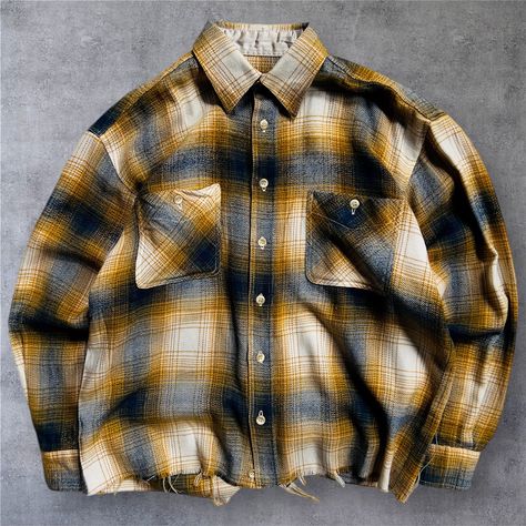 ( Sold out📦 ) Yellow Plaid Flannel - 1990s Size M/L Yellow Plaid, Plaid Flannel, Plaid, Yellow