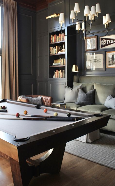 Bumper Pool Table Game Rooms, Billards Room At Home, Home Pool Table Room, Pool Table Lounge, Modern Billiard Room, Billiard Room Design, Game Nook, Billards Room, Teen Game Rooms