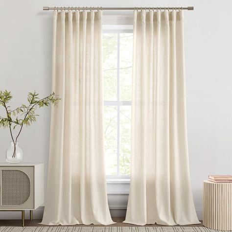 Amazon.com: Joywell 90 Inches Long Linen Curtains 2 Panels Set for Living Room Back Tab Sheer Cottage Core Cottagecore Curtain Drapery Modern Boho 90 Inch Length Window Curtain for Bedroom Cream Colored : Home & Kitchen High Ceiling Living Room, Linen Blackout Curtains, Neutral Bedroom Decor, Beige Curtains, Sheer Linen Curtains, Linen Curtain Panels, Rustic Modern Farmhouse, Dining Room Curtains, Boho Floor