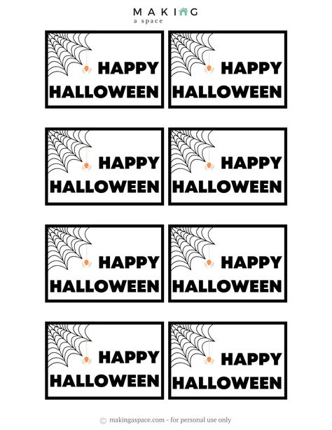 Happy Halloween Labels Printable Free, Free Halloween Bag Tags, Free Halloween Teacher Printables, Free Happy Halloween Tags, Halloween Bag Tags Free Printable, Halloween Goodie Bag Tags Printable, Halloween Gift Bag Tags Free Printable, Happy Halloween Gift Tags Printable Free, Halloween Tags For Treat Bags Free