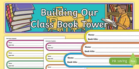 Tower Of Books Challenge, Book Tower, Reading At Home, Book Spine, Free Teaching Resources, Emergent Readers, Reading Challenge, Grade 4, Book Images