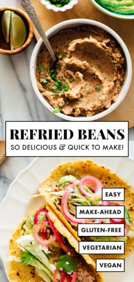 Best Refried Beans, Refried Beans Recipe Easy, Easy Refried Beans, Vegan Refried Beans, Refried Beans Recipe, Chili Relleno, Healthy Vegan Snacks, Tortilla Wraps, Healthy Side Dishes