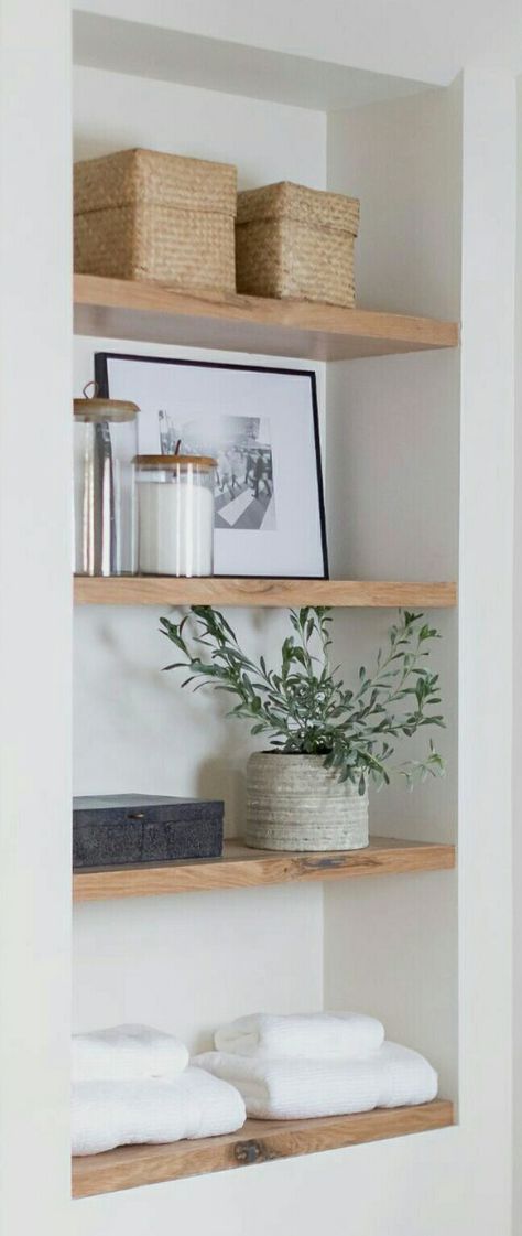 Shelving Ideas Bathroom, Bathroom Shelf Decor Ideas, Bathroom Shelving Ideas, Shelf Decor Ideas, Organic Modern Bathroom, Bathroom Wood Shelves, Shelves Above Toilet, Shelves Over Toilet, Bathroom Shelves Over Toilet