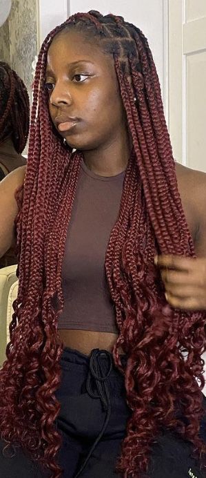 1b/burgundy Braids, Red Box Braids, Box Braids Hairstyles, Box Braids, Hair Dos, Braided Hairstyles, Wigs, Curly Hair Styles, Braids