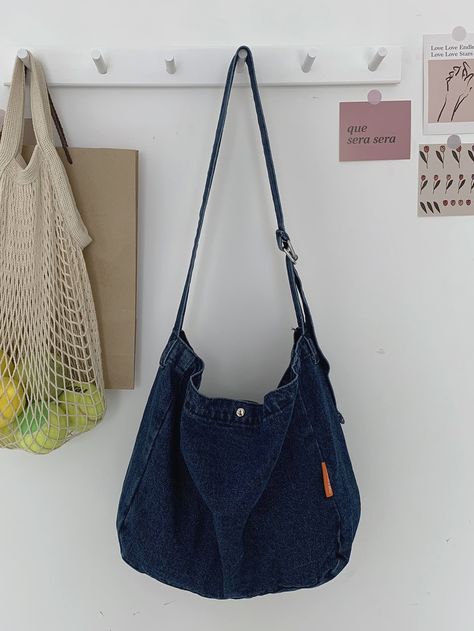 Jeans Shoulder Bag, Large Capacity Bag, Denim Bag Aesthetic, Denim Tote Bags Diy, Jeans Tote Bag Diy, Tote Bags Diy, Jean Tote Bag, Hippie Tote Bag, Denim Bags From Jeans