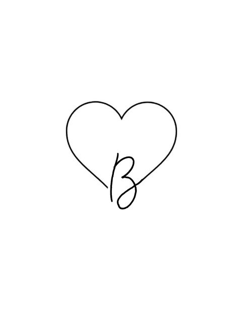 Initial B Tattoo Ideas, B With A Heart Tattoo, Nails With Letter B On Them, Small B Tattoo Letter, Nails With B Initial, Heart With Letter Tattoo, Initial B Tattoo, Cursive B Tattoo, B Heart Tattoo