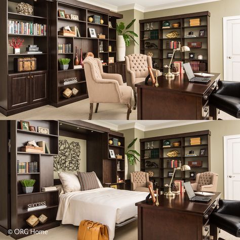 Murphy Bed Bookcase, Hidden Beds, Murphy Bed Office, Bedroom Organizer, Best Murphy Bed, Murphy Bed Ikea, Office Idea, Murphy Bed Desk, Modern Murphy Beds