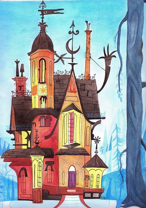 Home For Imaginary Friends, Craig Mccracken, Foster Home For Imaginary Friends, House Cartoon, Imaginary Friends, Friends House, Cartoon House, Mid Century Illustration, Planner Art