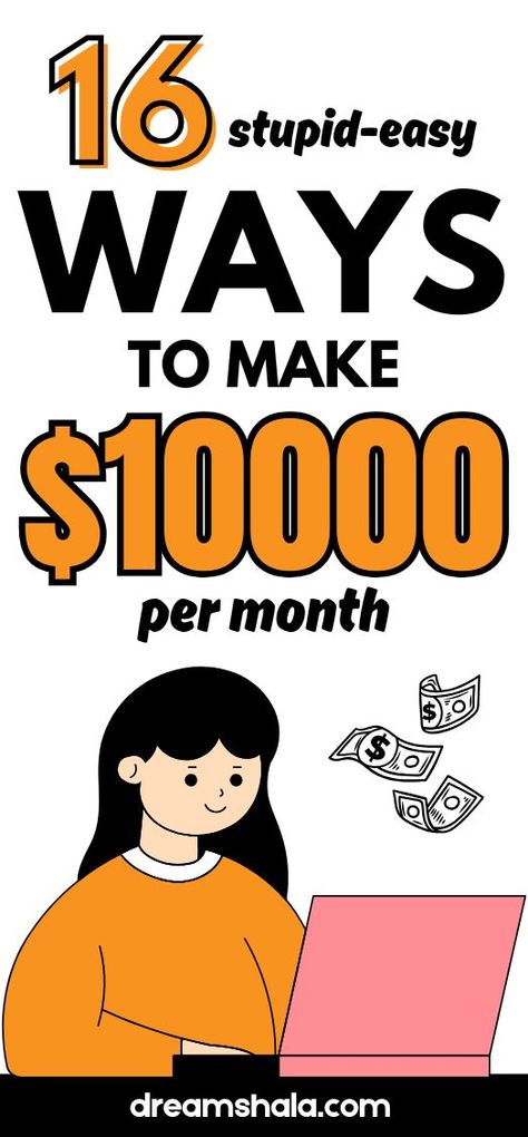 16 Lazy ways to make $10000 a month without having a rea job. Learn how to make $10000 fast with minimal effort. These easy methods will help you make money online quickly without the need for traditional employment. Find out how you can make $10000 a month with these simple ways to make money from home. Start making $10000 fast today with these lazy yet legitimate money making ideas. #waystomakemoney #makemoneyfast #howtomake10kamonth #extramoneyways How To Make Income From Home, How To Make An Extra 1000 A Month, Ways To Make Quick Money, Make Money While You Sleep, Legit Ways To Make Money From Home, How To Make 1000 Fast, Ways To Earn Money From Home, Websites To Make Money Online, Make Money From Home Canada