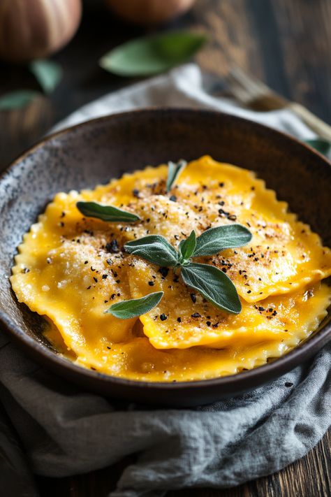 Butternut Squash Ravioli Gourmet Ravioli, Butternut Squash Ravioli Recipe, Squash Ravioli, Butternut Squash Ravioli, Squash Pasta, Ravioli Recipe, Hearty Casseroles, Fall Cooking, Easy Lunch Recipes