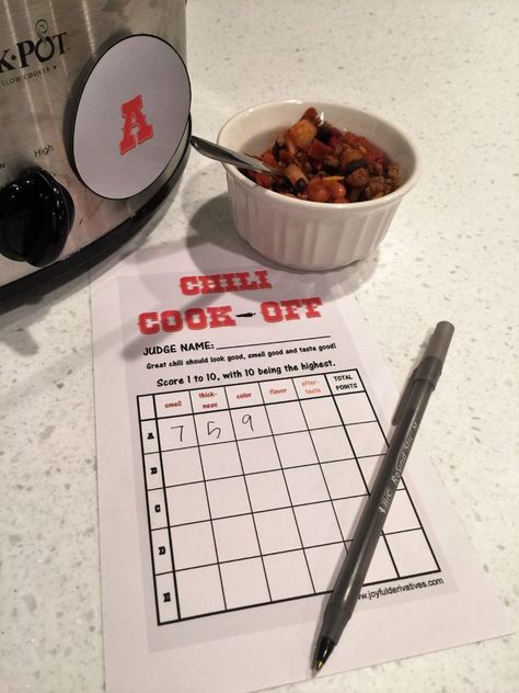 Chili Cook Off Judging Sheet, Chili Cook Off Score Card Free Printable, Chili Cook Off Printables, Best Crockpot Chili Recipe, Best Crockpot Chili, Crockpot Chili Recipe, Pie Contest, Pto Board, Soup Night