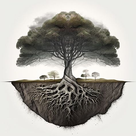 Tree With Deep Roots, Earth Poster, Heart Wood, Farm Logo, Deep Roots, Tree Roots, Ap Art, 판타지 아트, Growing Tree