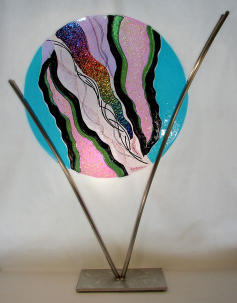 Rhythm of Life Art Glass Jewelry, Kiln Formed Glass, Fused Glass Artwork, Glass Fusing Projects, Painted Glass Art, Resin Art Painting, Art Stand, Glass Fusing, Steel Sculpture