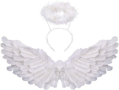 Kids Angel Costume, Kids Angel Wings, Girls Angel Costume, Angel Wings And Halo, Halo Angel, Wings And Halo, Angel Halloween Costumes, Angel Wings Costume, Costume Wings