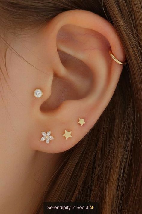 Ušný Piercing, Conch Ring, Ear Peircings, Cool Ear Piercings, Pretty Ear Piercings, Cute Ear Piercings, Geode Earrings, Lobe Piercing, Bar Stud Earrings