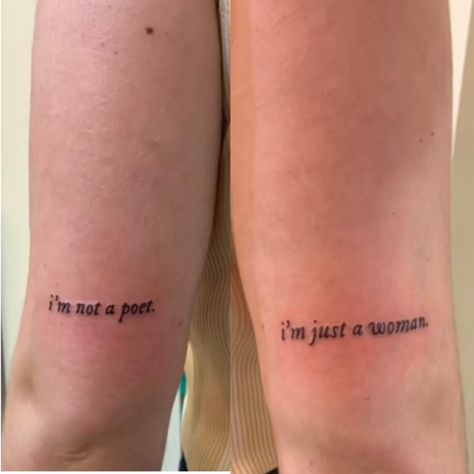 not mine, creds to the owner <3 I’m Not A Poet I’m Just A Woman Tattoo, Don’t Be A Stranger Tattoo, Not A Lot Just Forever Tattoo, Tattoos About Grandma, Book Tattoo Aesthetic, Little Women Tattoo Ideas, Empowerment Tattoos For Women, Mad Woman Tattoo, Girlhood Tattoo