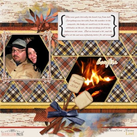 Bonfire Memories * Bonfire Memories from Antebellum Press * Autumn Template, Layout Inspiration, Scrapbook Ideas, Blue Brown, Embellishments, Gift Wrapping, Scrapbooking, Layout, Art