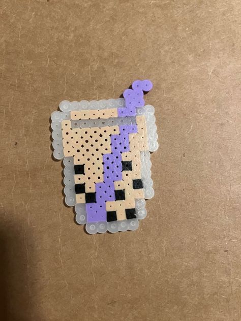 Bead Creations, Tea Milk, Boba Tea, Perler Bead, Milk Tea, Perler Beads, Pixel Art, Straw, Milk